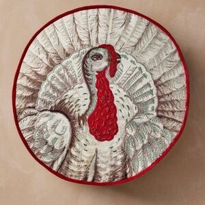 John Derian Beaded Turkey Pillow Round